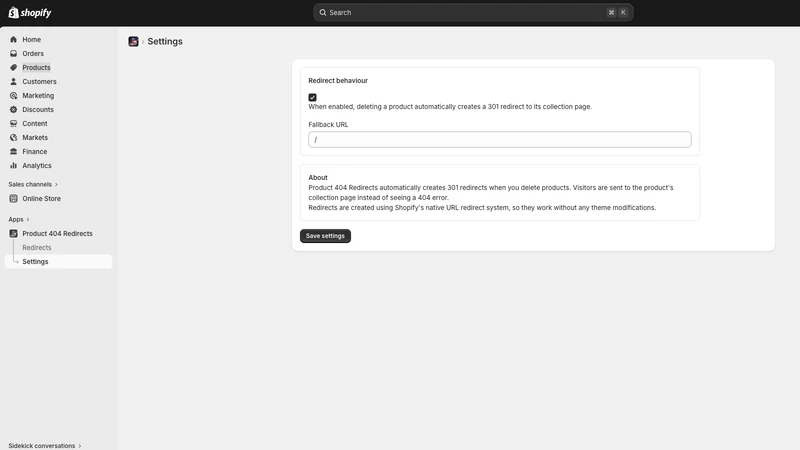 Product 404 Redirect byStenild