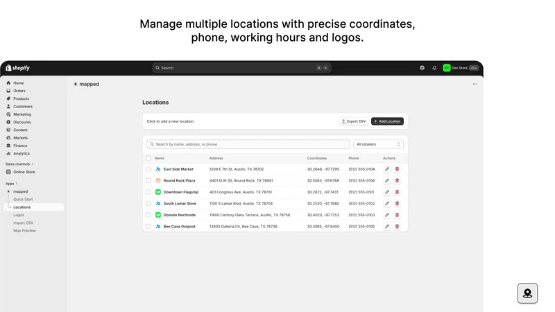 mapped ‑ Store Locator