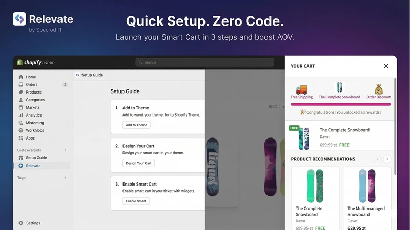 Relevate‑ Cart Drawer & Upsell