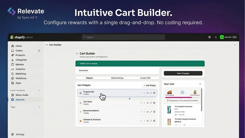 Relevate‑ Cart Drawer & Upsell