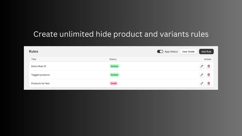 BLNK: Hide Products & Variants