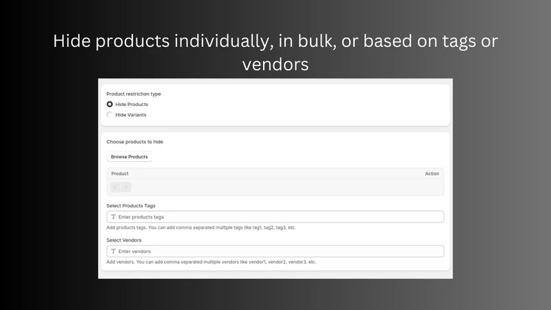 BLNK: Hide Products & Variants
