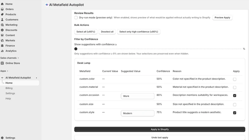 AI Metafield Autopilot