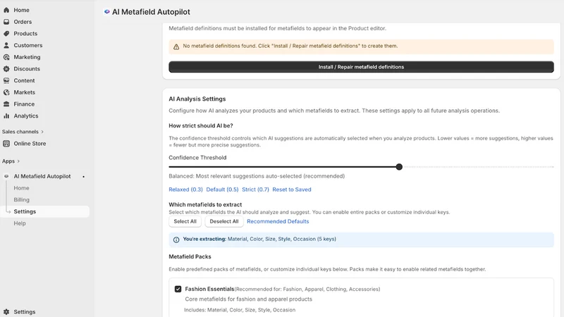 AI Metafield Autopilot