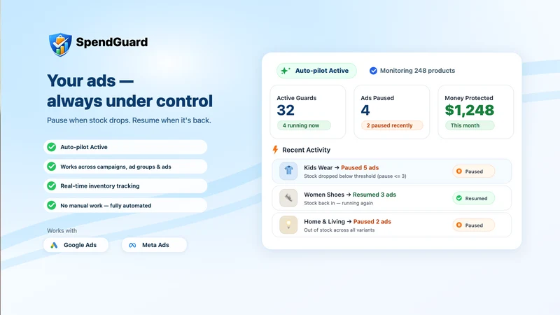 SpendGuard: Pause Ads LowStock