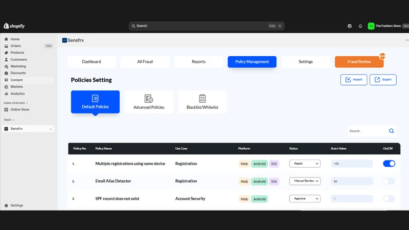 Sensfrx Fraud Prevention