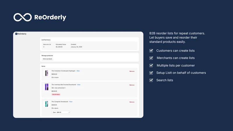 OrderLoop ‑ B2B Reorder Lists