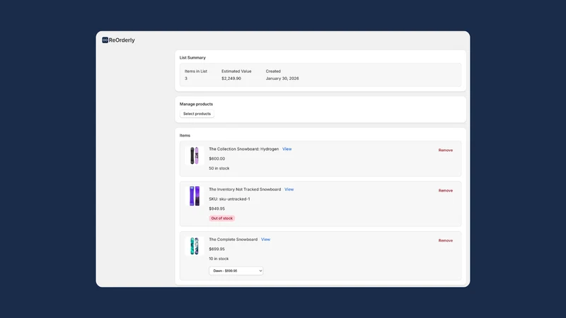 OrderLoop ‑ B2B Reorder Lists