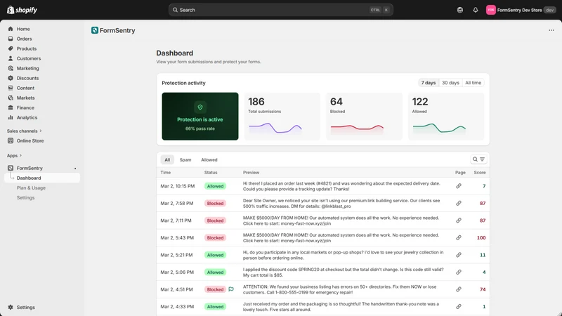 FormSentry spam blocker