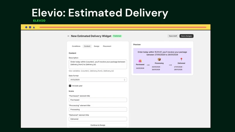 Elevio: Estimated Delivery EDD