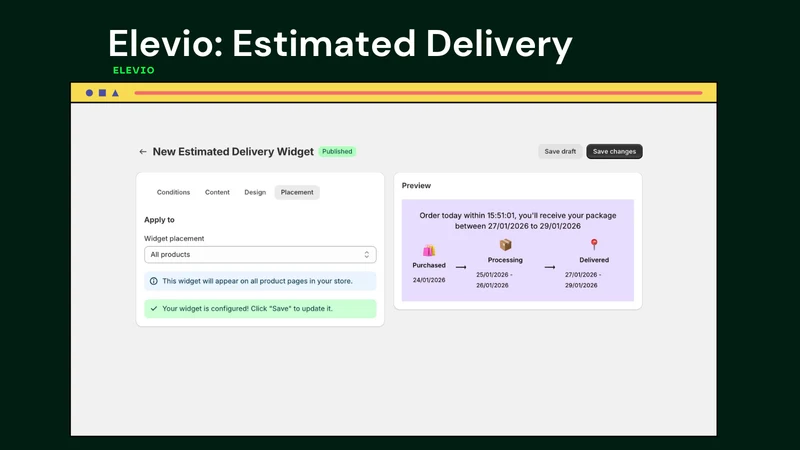 Elevio: Estimated Delivery EDD