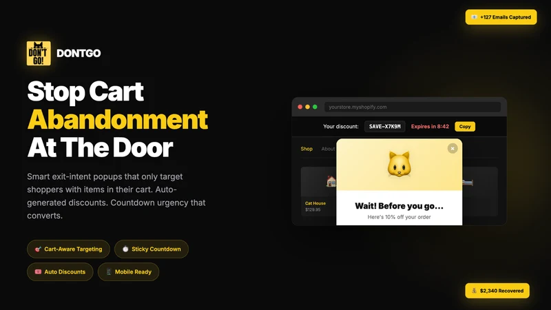 DontGo Email SMS & Exit Popups