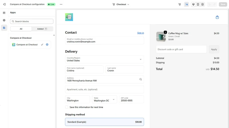 AVP Compare at Checkout