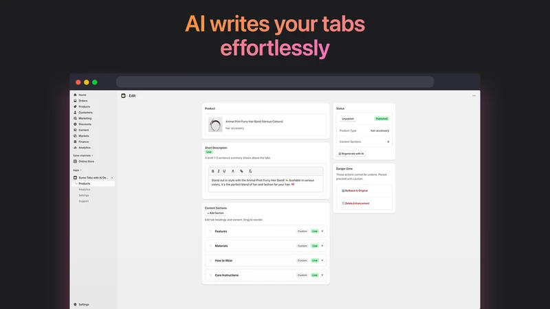 Sumo Tabs with AI Descriptions