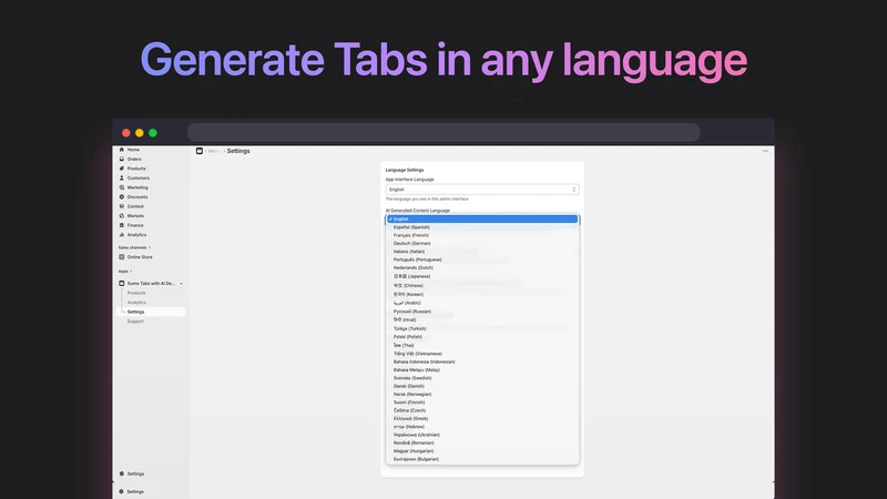 Sumo Tabs with AI Descriptions