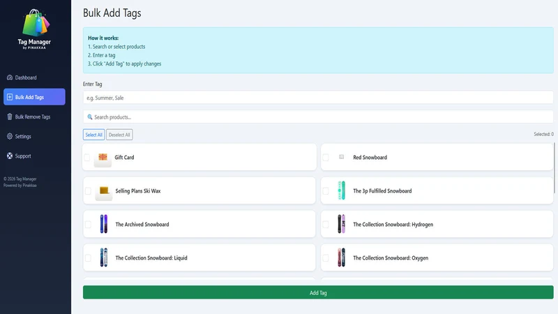 Bulk tag manager ‑ Pinakkaa