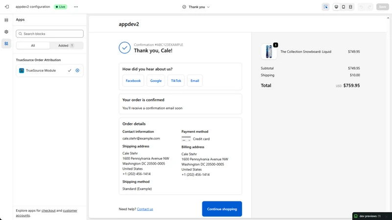 TrueSource ‑ Order Attribution