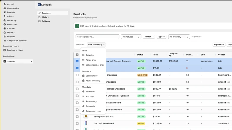 SafeEdit ‑ Bulk Product Editor