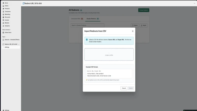 Redirect URL 301 & 404