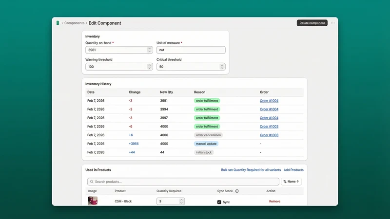Product Component Manager