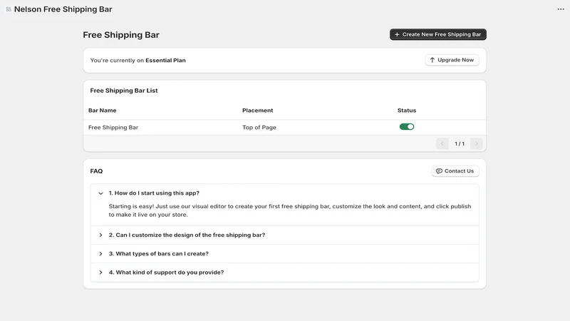 Nelson Free Shipping Bar