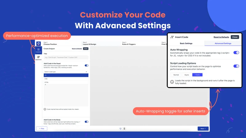 GA: Insert Code, Custom Code