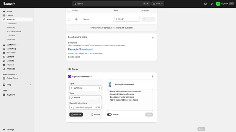 BuyBlurb: AI Product Summaries