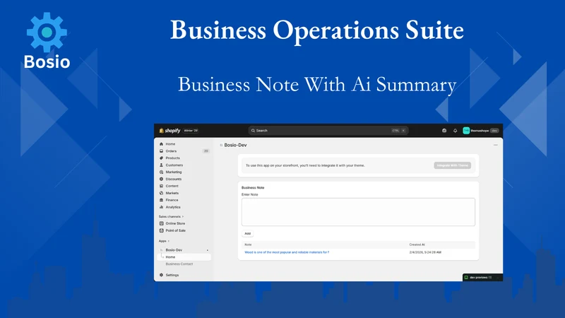 Bosio ‑ Business Operations