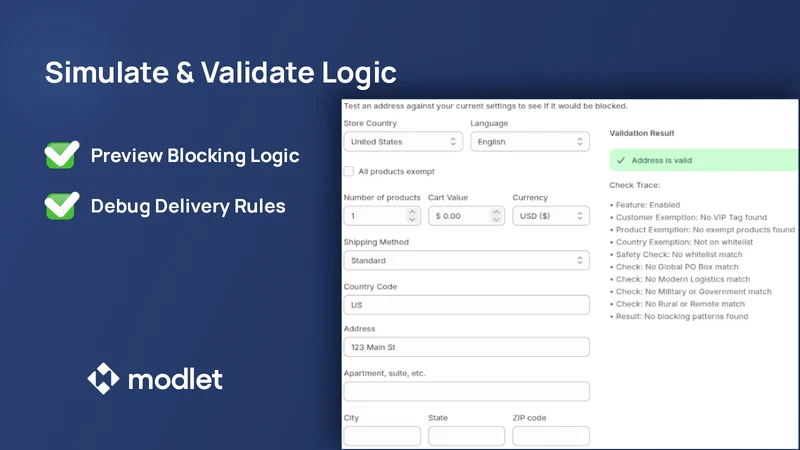 modlet: Block PO Box & Lockers