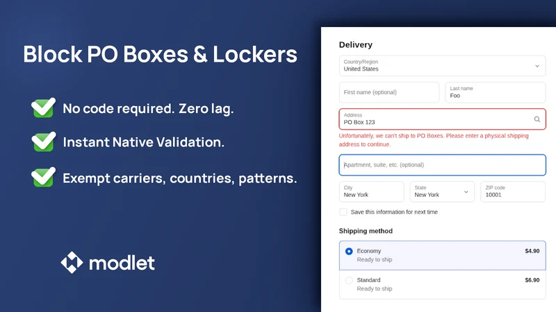 modlet: Block PO Box & Lockers