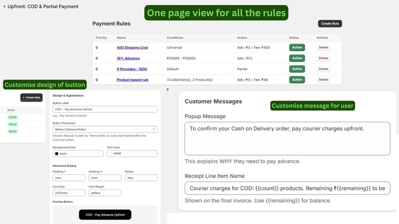 Upfront: COD & Partial Payment