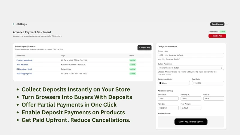 Upfront: COD & Partial Payment