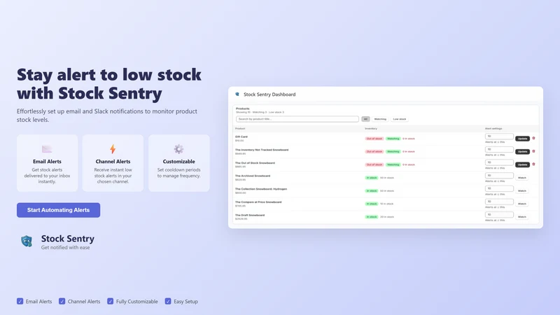 Stock Sentry: Low Stock Alerts