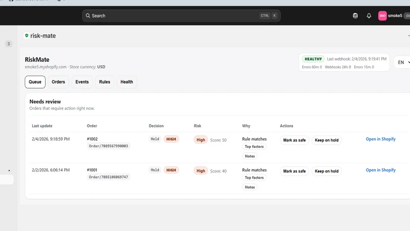 RiskMate Fraud & Risk Control