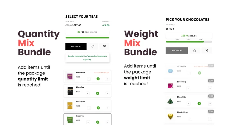MixBundle Quantity and Weight