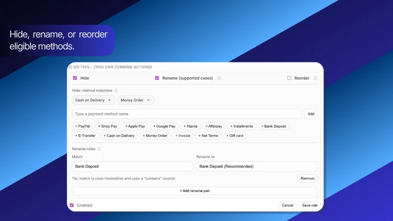 FP1 – Hide Payment Methods
