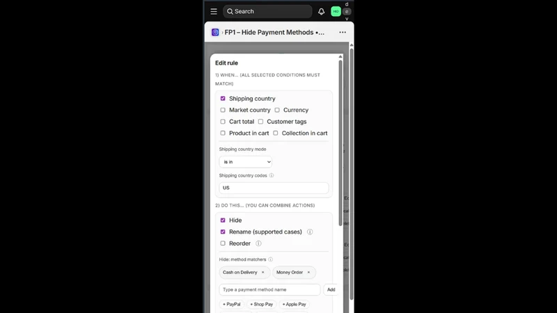 FP1 – Hide Payment Methods