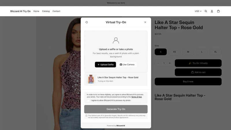 Blizzard AI Try On Garment