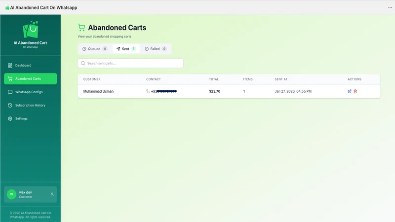 AI Abandoned Cart On Whatsapp