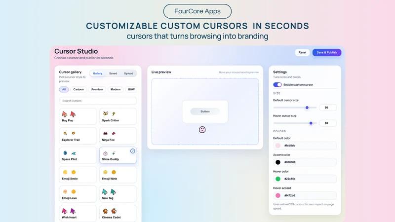 FourCore Cursors & Confetti