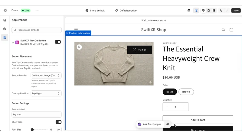 SwiftXR AI Virtual Try‑On