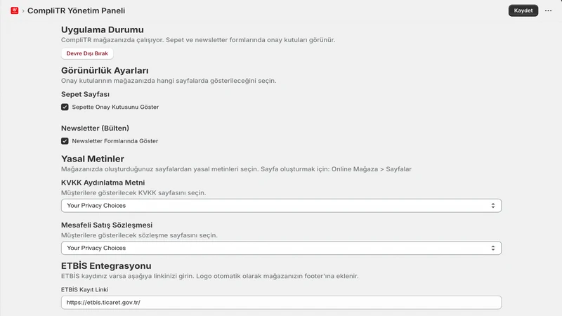 CompliTR ‑ Adres & Sözleşmeler