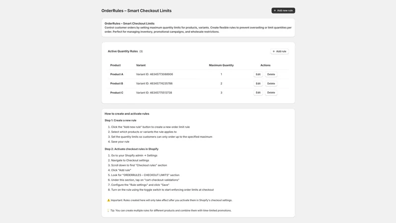 OrderRules – Checkout Limits