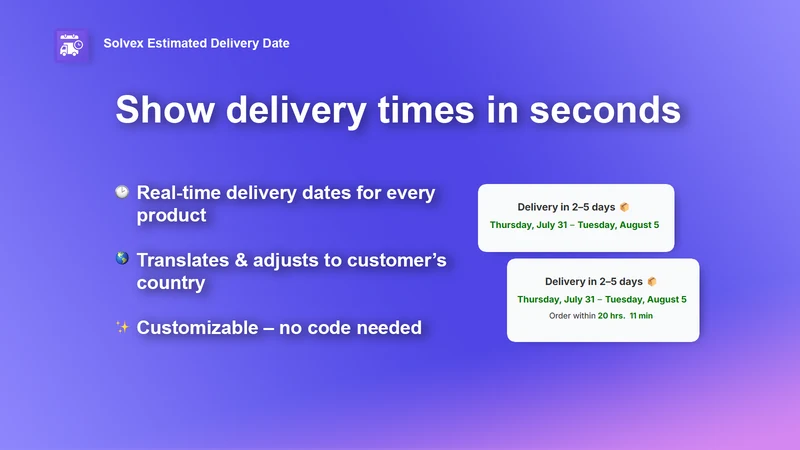 Solvex Estimated Delivery Date
