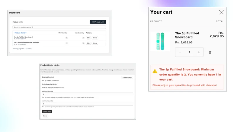 ShopForge Min Max Order Limits