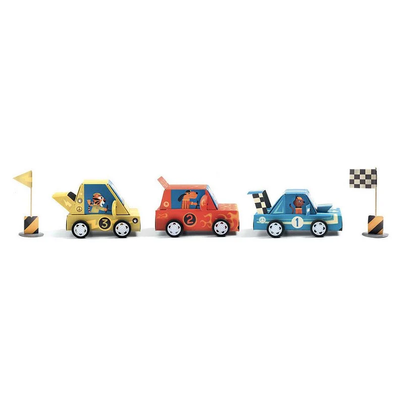 DIY 3 coches carreras grand prix - Djeco
