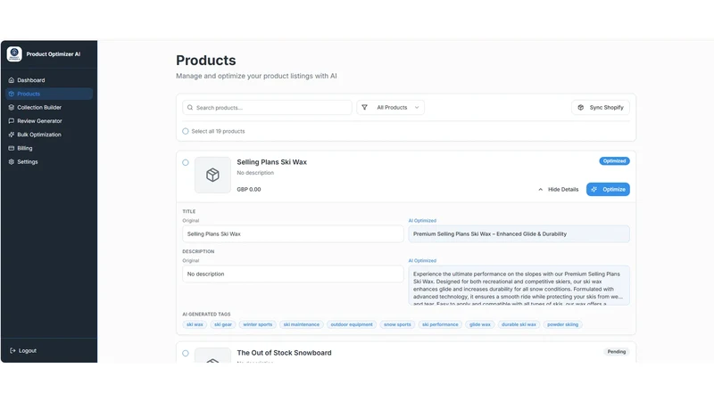 Product Optimizer AI