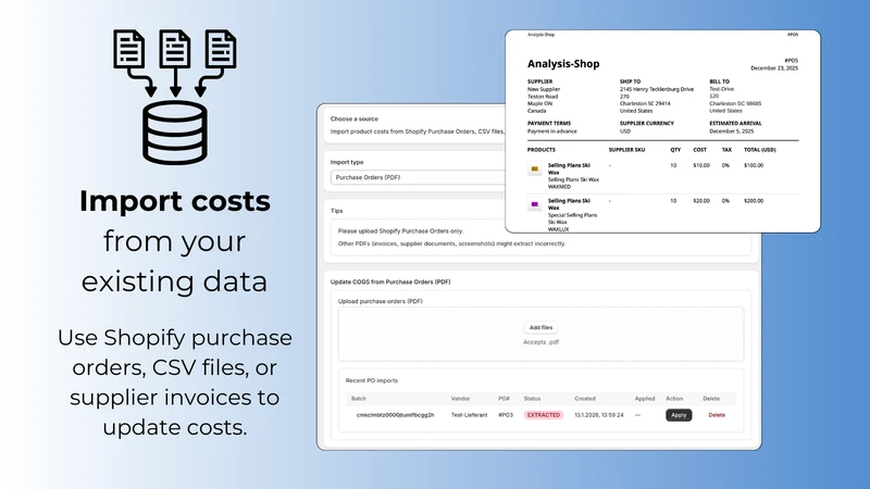 Easy COGS: update product cost
