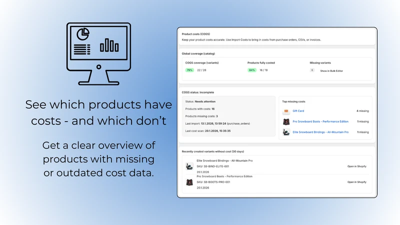 Easy COGS: update product cost