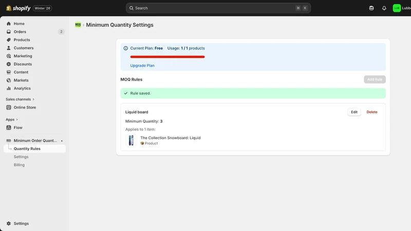 MOQ Manager and Order Limits